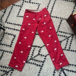 Red Elephant Print Women's Trousers